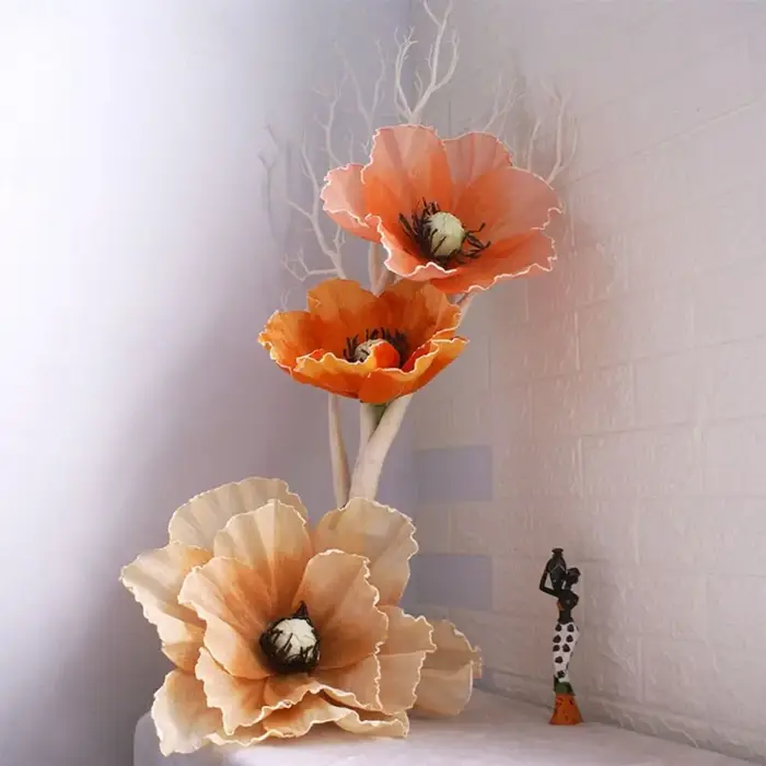 Fleur de pavot artificielle géante de 30 cm pour décoration de maison et jardin