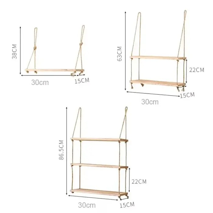 Étagères flottantes en bois à 1/2/3 niveaux