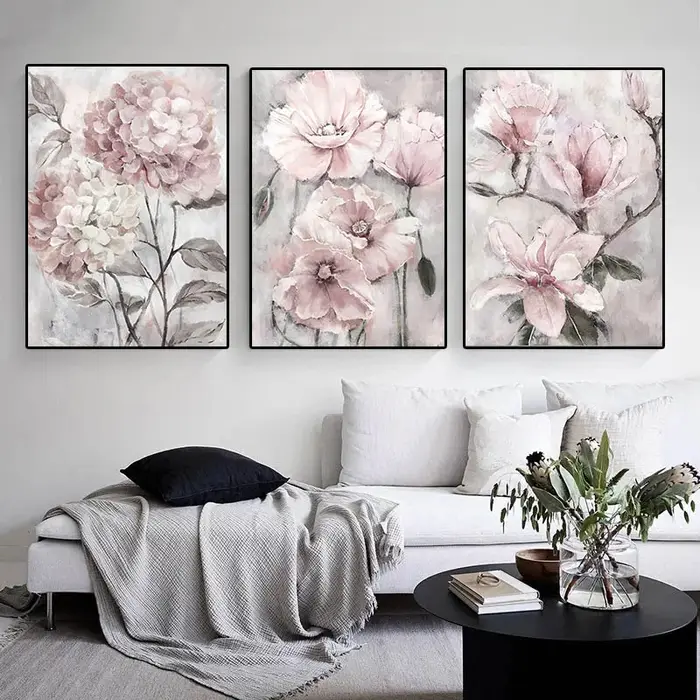 Affiches de peintures de fleurs de pivoine rose