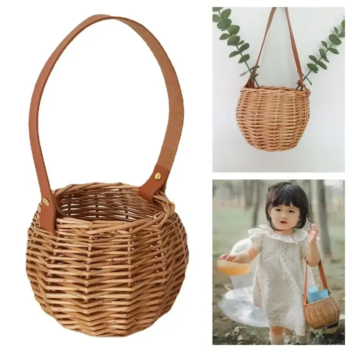Panier de fleurs suspendu marron