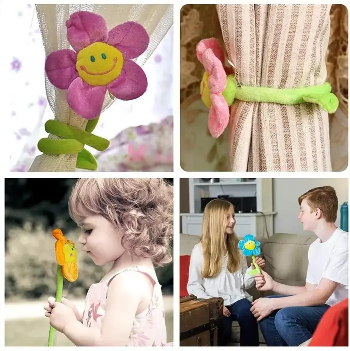 Fleurs en peluche de tournesol souriantes