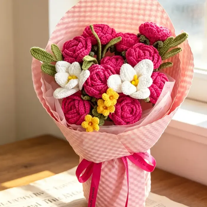 Bouquet floral en crochet de roses exquises