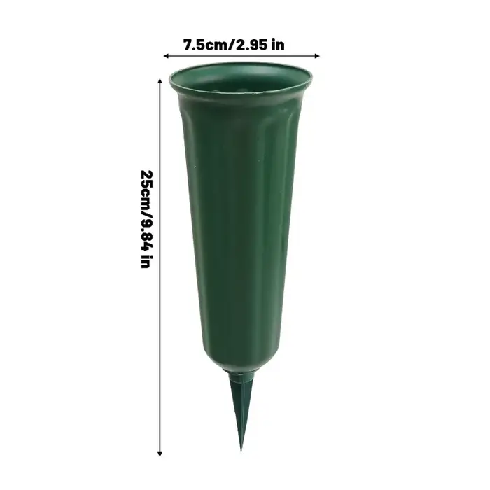 Vase à fleurs pour tombes, en plastique résistant aux intempéries, avec piquet pour insertion au sol
