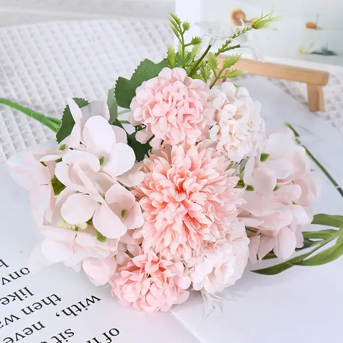 Roses d'automne fleurs artificielles décoration mariée soie hortensia marguerite hybride Bouquet pour mariage maison noël automne décor artisanat