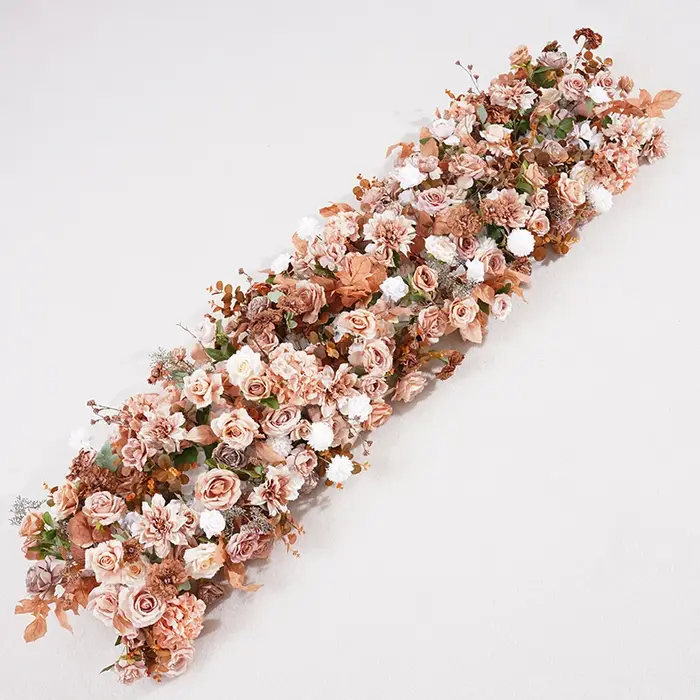 Série café blanc Rose Dahlia fleur rangée décor mariage toile de fond cadre événement scène Arrangement Floral accessoires de réception H866419