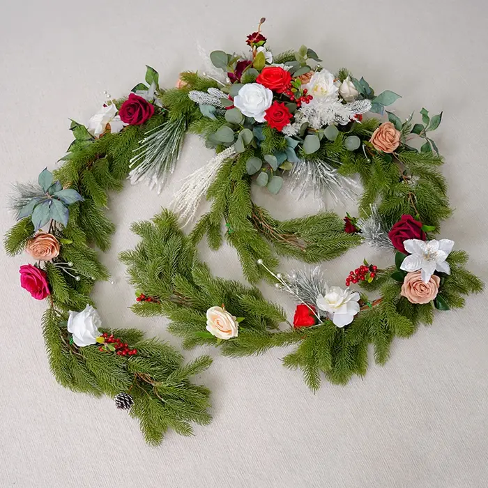 H866220 série de noël pin Needel vigne Table guirlande de fleurs Arrangement Floral de mariage accessoires de tir fournitures de fête d'événement