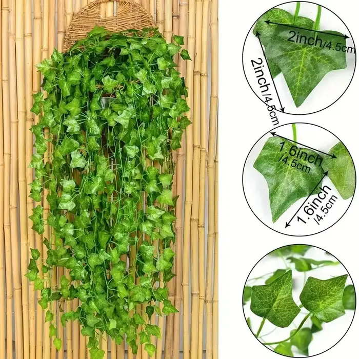 Feuilles de lierre vertes artificielles en rotin