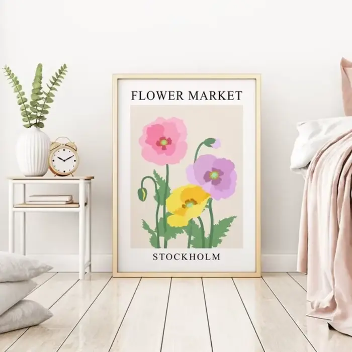 Affiche de ville de marché de fleurs florales abstraites