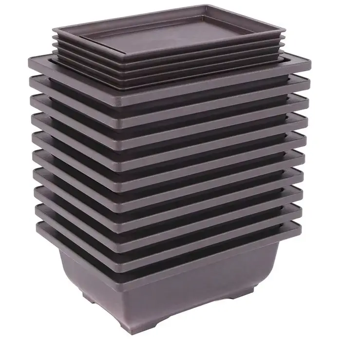 AFOURT-10 pots de culture pour bonsaï avec plateau, pots de culture en plastique pour plantes bonsaï