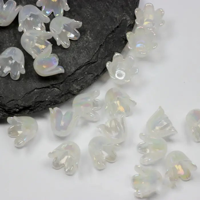 Perles acryliques en forme de fleur trompette, 50 pièces, pour la fabrication de bijoux, épingle à c