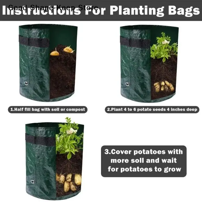 Sac de plantation dailyGarden, avec poignées, 3/5/7/10 gallons, outils de jardin de haute qualité, sac de plantation en PE pour légumes, tomates, pommes de terre, fleurs