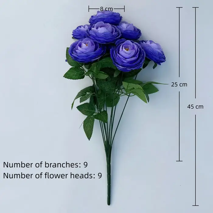 Bouquet de 9 têtes de fleurs artificielles Eustoma