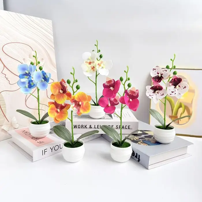 Plante artificielle en pot d'orchidée Phalaenopsis de 24