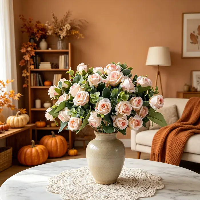 Fleurs artificielles, roses en soie