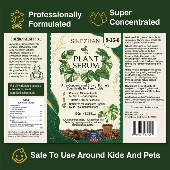 Sérum végétal KALOYANOV N ° Stimulateur de racines ultra concentré 1-100 ml pour Monstera Aroids rares - Rendement 50L - Traitement nutritif et anti-moisissure