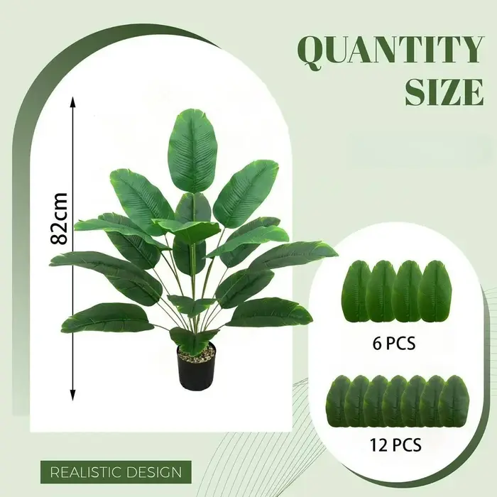 Arbres banane artificiels avec 48 feuilles tropicales réalistes
