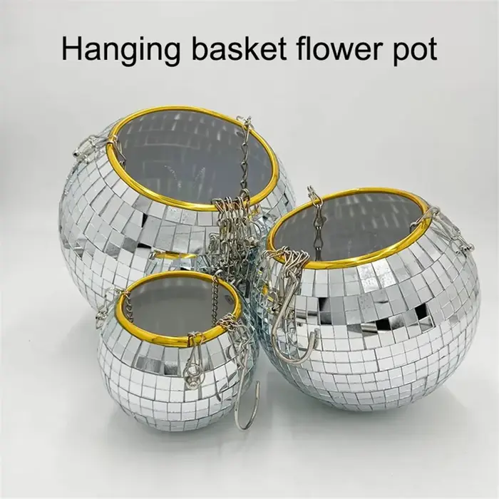 Chang Ball-Pot de Fleur Rond en Plastique avec Miroir