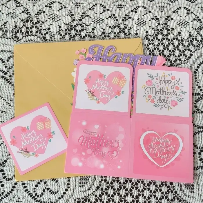 Cartes de Vœux Fête des Mères Bouquet Floral – Cartes de Remerciement et de Bénédiction en Carton po