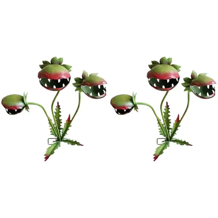Décoration de jardin créative en forme de fleur carnivore peinte