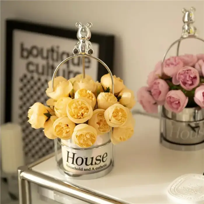 Rose rose pivoine fleurs artificielles 1 Bouquet 27 têtes Roses fausse fleur pour Vase de Table organiser les fleurs de décoration de mariage à la maison