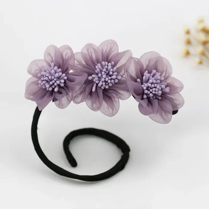 Nouvelles femmes élégantes bourgeon en mousseline de soie fleurs chignon Maruko coiffures faisant des outils longs bandeau doux bandeaux accessoires de cheveux de mode
