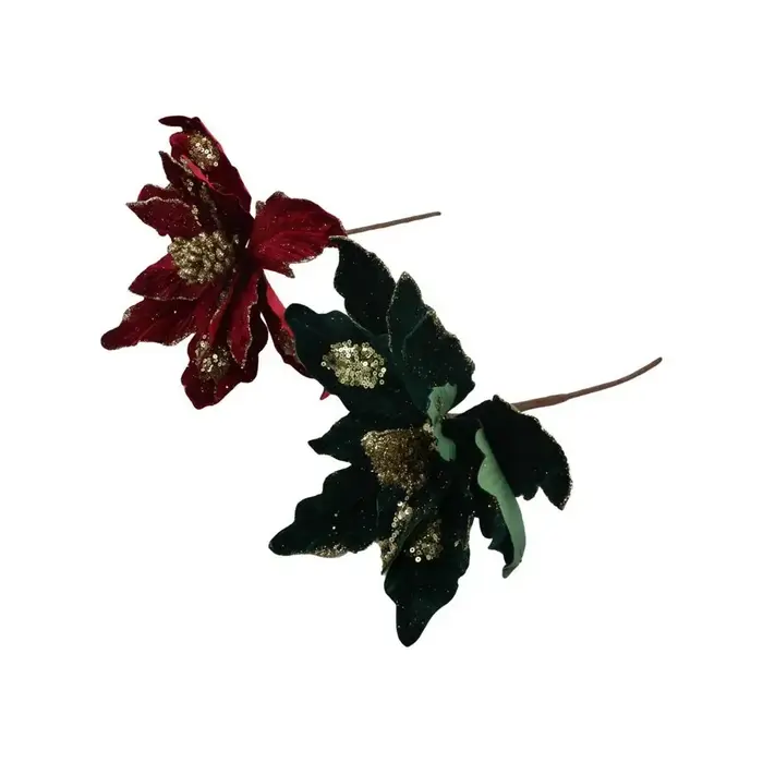 Fleur de noël à paillettes suspendues
