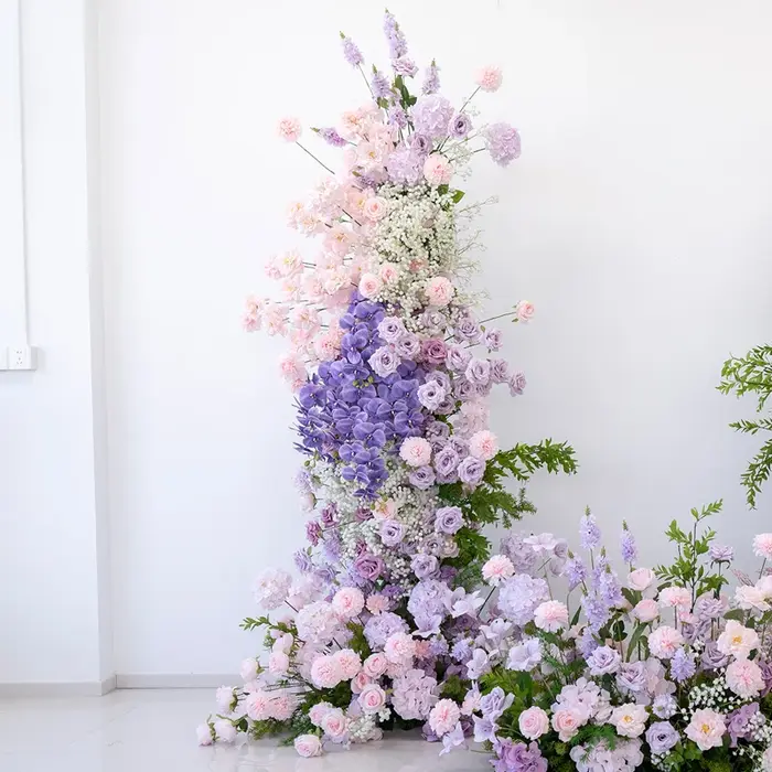 Angela fleur violet rose Roses Babysbreath Arrangement floral toile de fond de mariage arc KT conseil décor anniversaire Photo accessoires