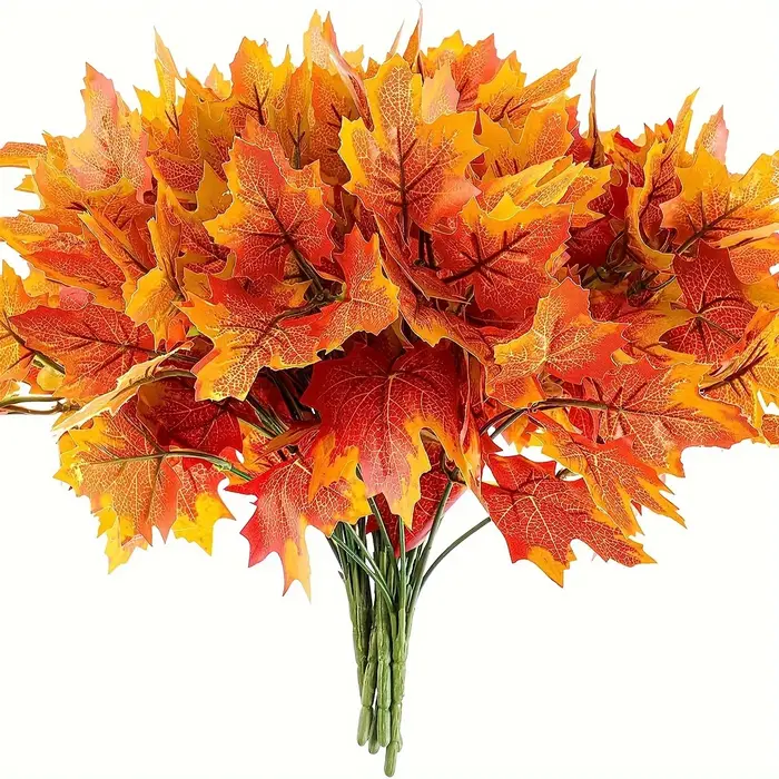 Feuilles d'automne artificielles, tiges de feuilles d'érable, branches, fausses plantes d'automne pour la décoration extérieure de la maison, de la véranda et du jardin en automne et pour Thanksgiving