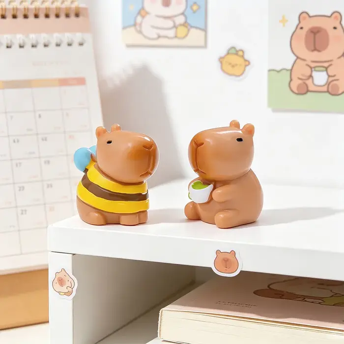 Lot de 5 figurines mignonnes en résine Capybara