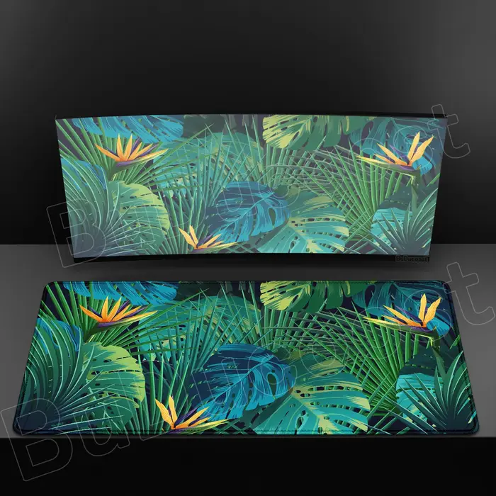 Tapis de souris plante florale verte botanique, grand tapis de bureau HD, accessoires de jeu antidér