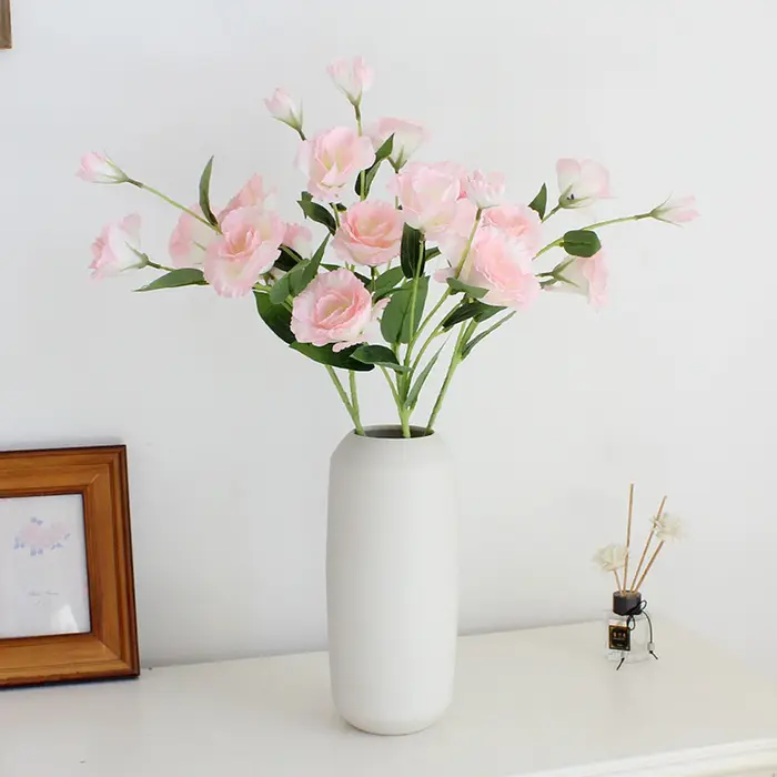 4 tiges de fleurs artificielles Lisianthus pour décoration de mariage