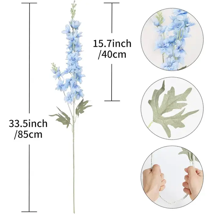 2 pièces Delphinium fleurs artificielles 85cm fausses