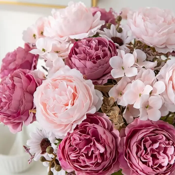 Fleur artificielle soie pivoine persane cour extérieure jardin Festival de mariage Bouquet de mariée Accueil Table bricolage cadeau boîte Scrapbook Decor