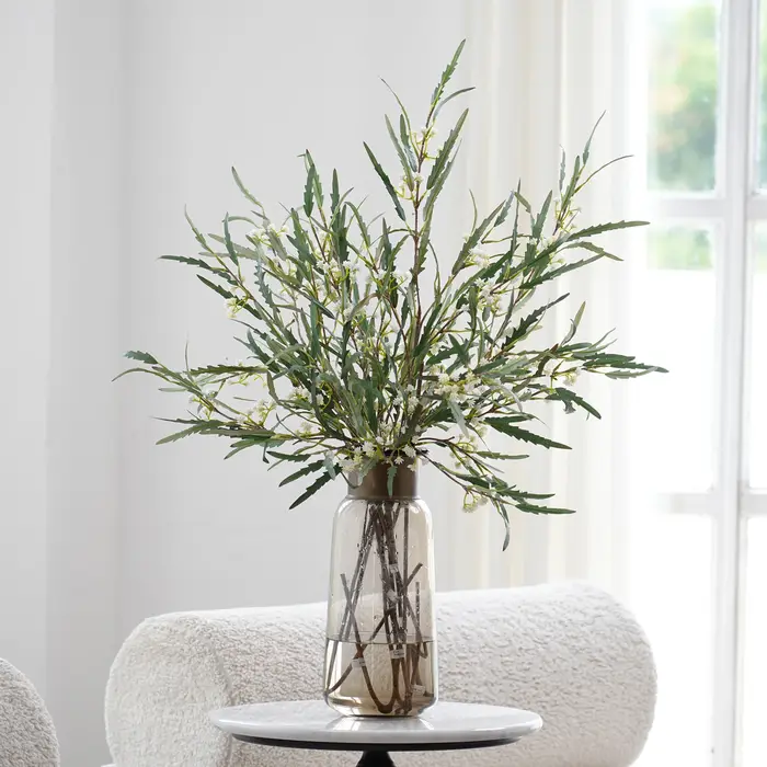 C1998 Branche de fleur artificielle verte de 75 cm pour arrangements floraux de mariage DIY