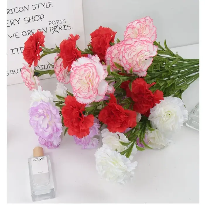 Simulation de fleurs œillets en soie