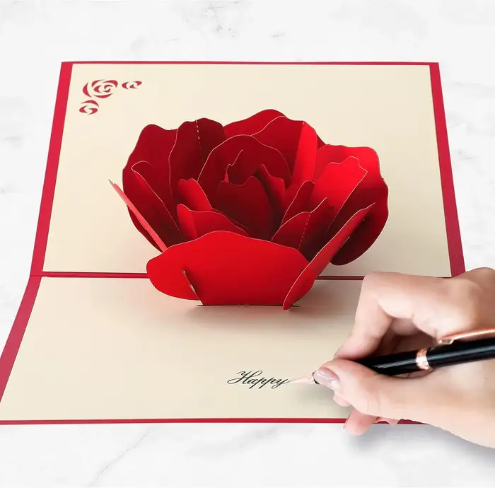 Carte pop-up Rose 3D, carte de Saint-Valentin