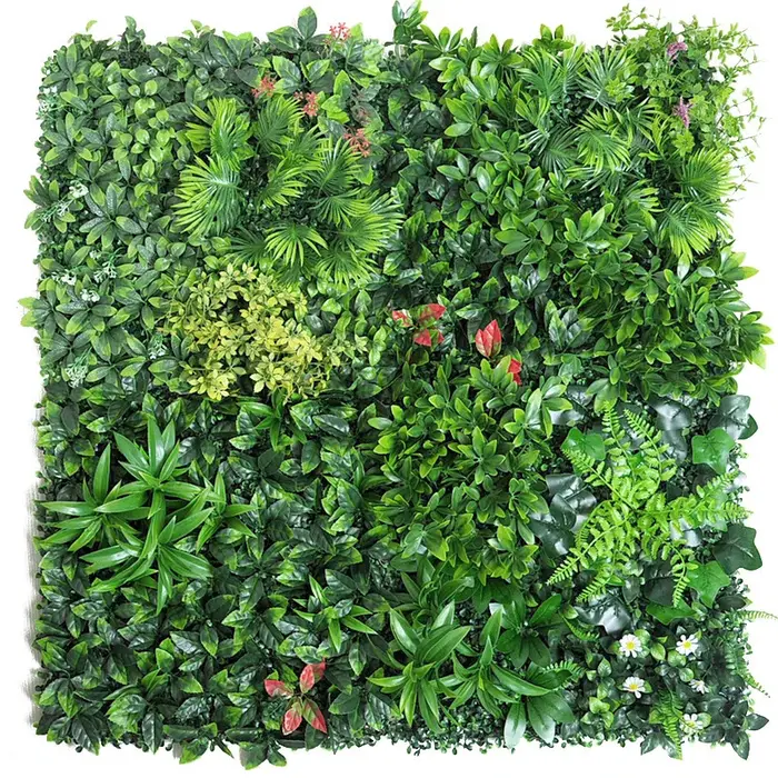 Panneau mural végétal artificiel 3D 50x50CM en plastique pour extérieur