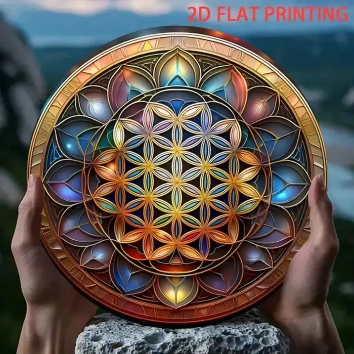 Art mural à géométrie sacrée, fleur de vie, Mandala en fer de 8 pouces, décor suspendu pour porte intérieure, multicolore vibrante
