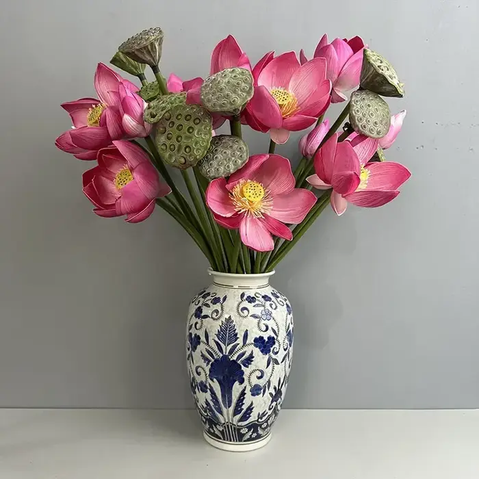 Fleurs artificielles en PU en forme de bourgeon de lotus simulé, ruban décoratif pour mariage, lotus artificiels roses, décoration de jardin, plante verte