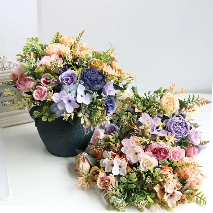 Pivoines Rose fleurs artificielles automne fausse pivoine soie hortensia