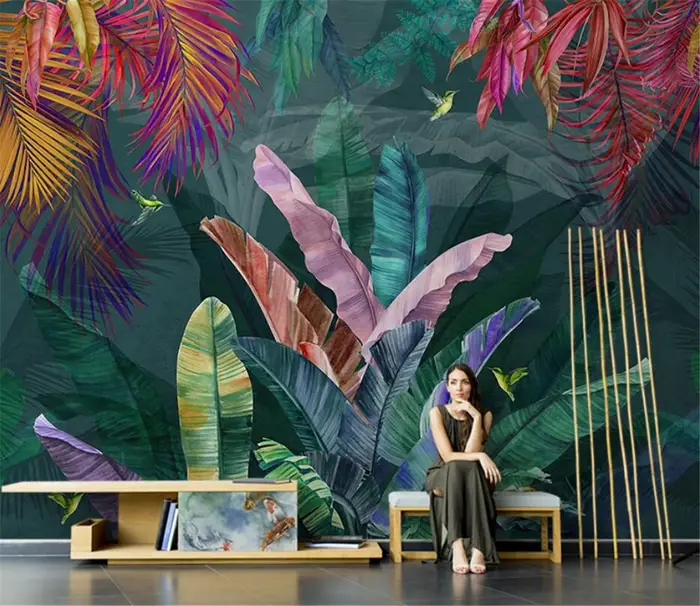 Plantes personnalisées feuille de bananier papel de parede 3d papier peint mural salon décor TV fond