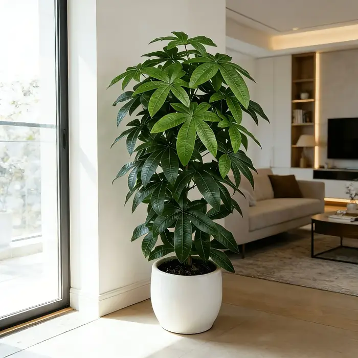 Un arbre à monnaie artificiel Pachira Aquatica avec ses caractéristiques scientifiques d'arbre