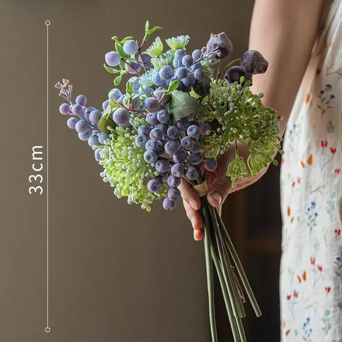 2 bouquets de fleurs artificielles, baies et plantes fruitières, décorations pour la maison, ornements, bouquets de mariée, décorations de mariage, accessoires de photographie