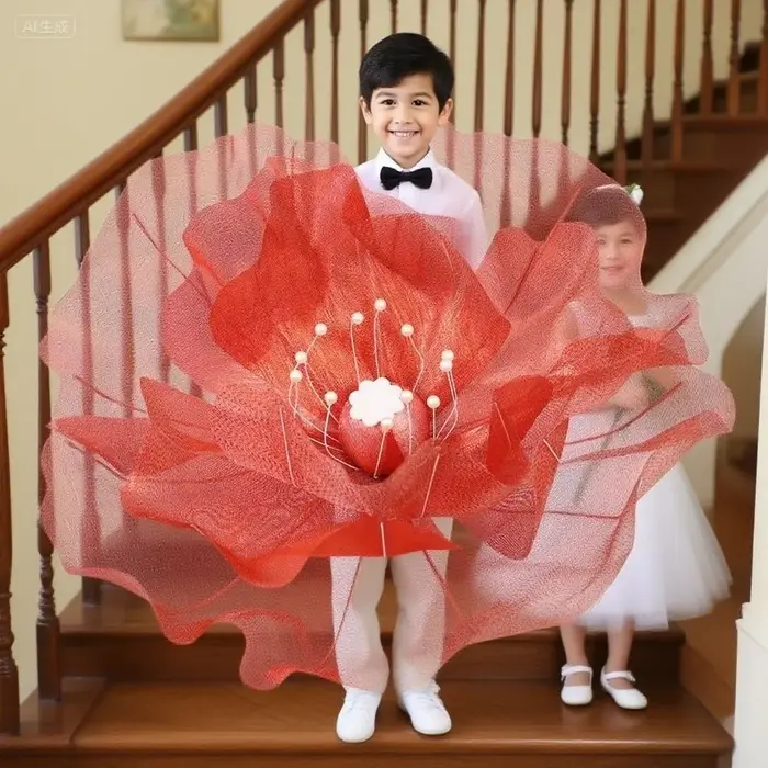 Fleur artificielle en gaze 3D de 50 cm