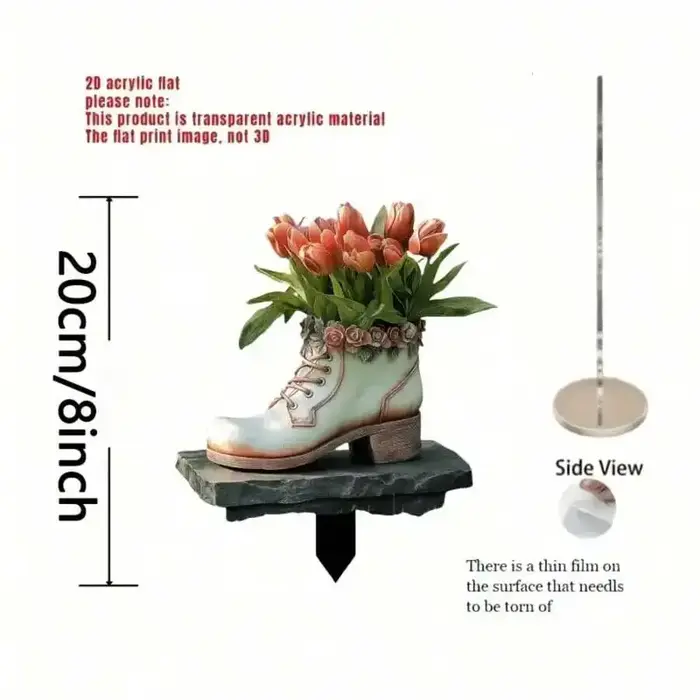 1 pièce de décoration de jardin en forme de « Chaussures et Tulipes » aux couleurs vives