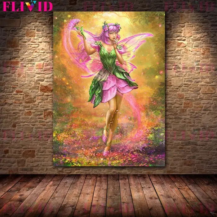 Affiche murale de féerique de fleur de dessin animé