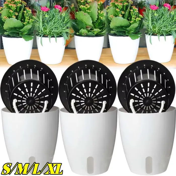 Pots de plantes d'intérieur auto-arrosants avec corde en coton