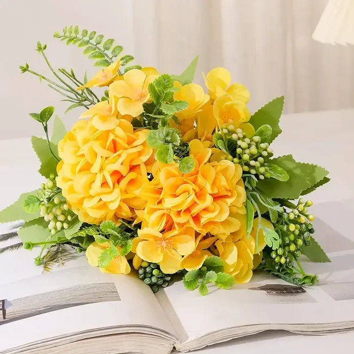 Fleurs artificielles couleur automne Tennis de Table chrysanthème soie Simulation fleur mariage Floral décor à la maison boule chrysanthèmes