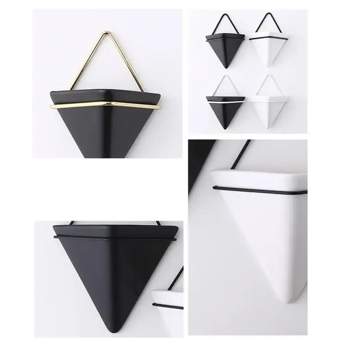 Jardinière suspendue triangulaire en céramique, jardinière intérieure et extérieure, décoration de maison pour fleur