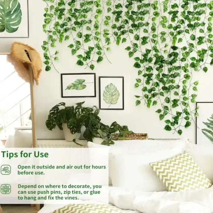 Plantes artificielles, guirlande de feuilles de lierre vertes, fausses plantes grimpantes pour la décoration de la maison, de la chambre, des murs, des mariages, des fêtes et des jardins